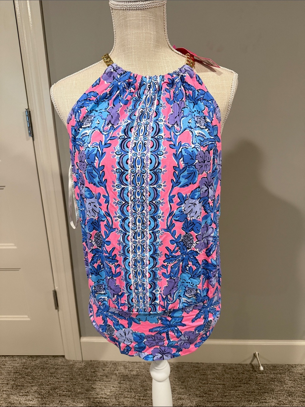 Lilly Pulitzer Pink, Blue & Purple Floral Halter Tank